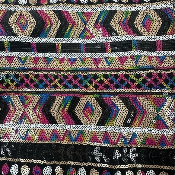 Guess Women's M All Over Sequin Mini Skirt Multicolor Sparkle Rainbow Metallic - Picture 2 of 7